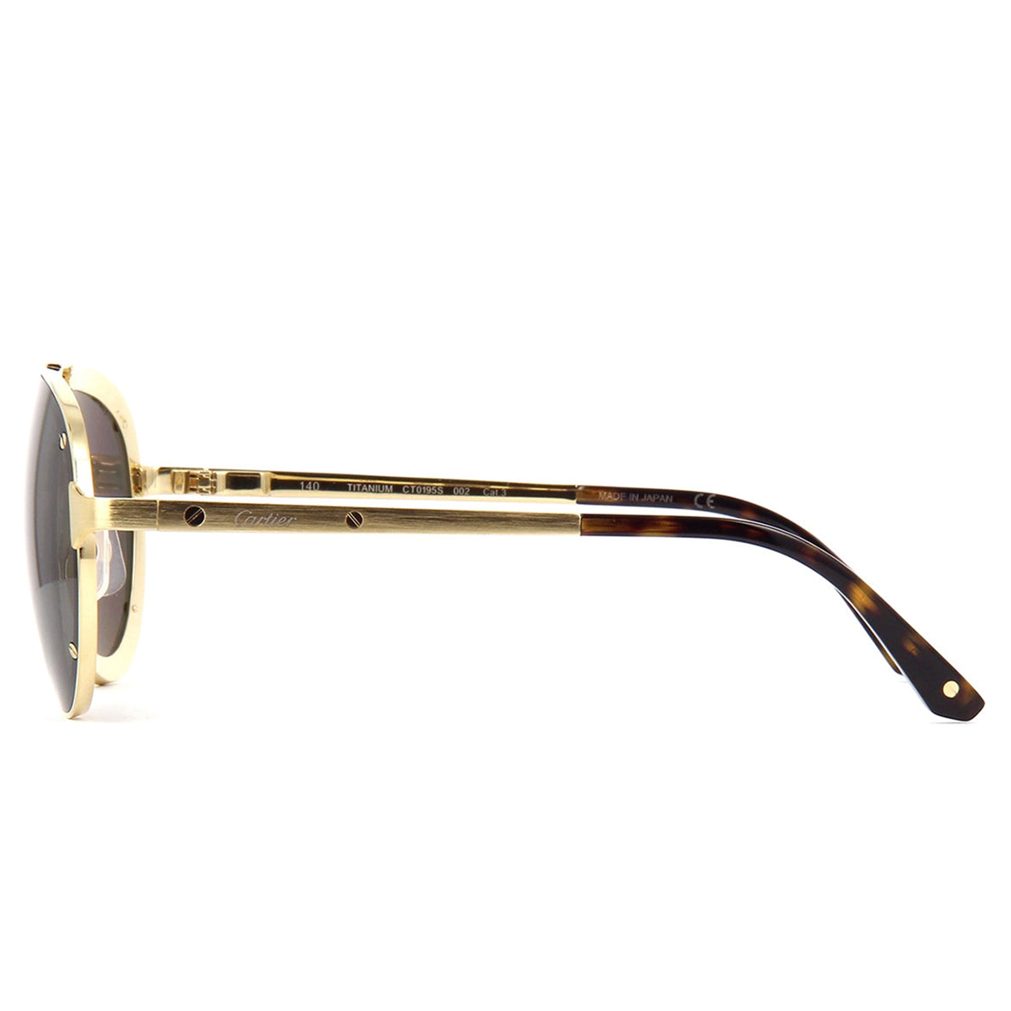 Image of Cartier Eyewear CT0195S Santos De Cartier Gold Grey Sunglasses